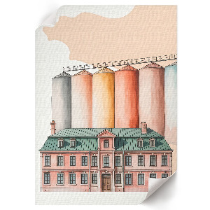 Decorative poster featuring industrial architecture