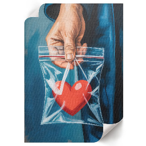 Heart wall art on a hanging bag