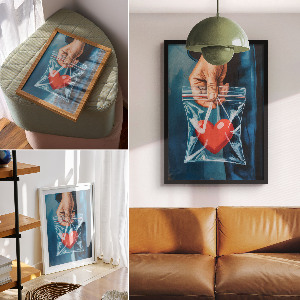 Wall art Heart in a bag