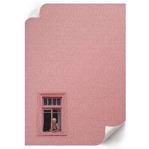 Wall print featuring a pink window