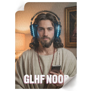 Poster of Jesus as a gamer