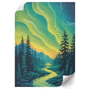 Decorative poster depicting a painted landscape