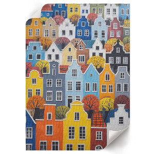 Wall print featuring colorful tenement houses