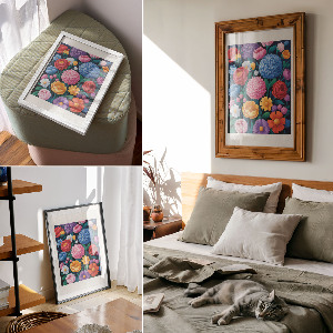 Poster Rainbow flowers