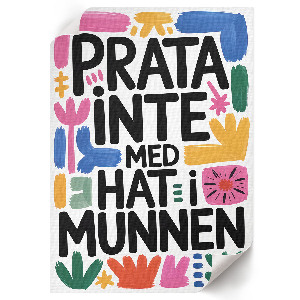 Wall art featuring text and colorful design