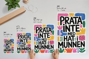 Wall art featuring text and colorful design