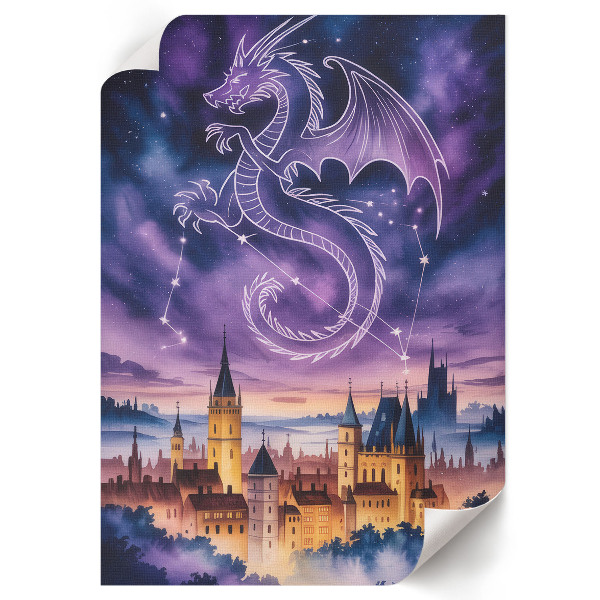 Wall art titled "The Dragon and the Castle"