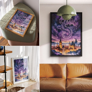 Wall art The Dragon and the Castle