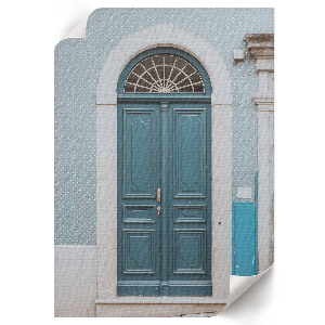 Poster showing a blue door