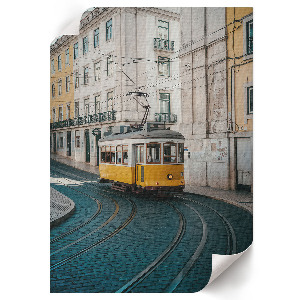 Decorative poster depicting a city tram