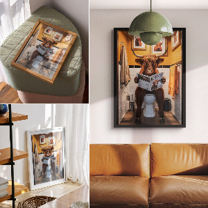 Wall art Buffalo in the toilet