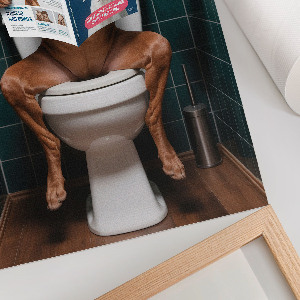 Wall print Dog in the toilet