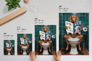 Wall print Dog in the toilet
