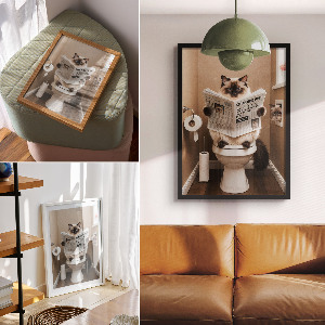 Art print Cat in the toilet