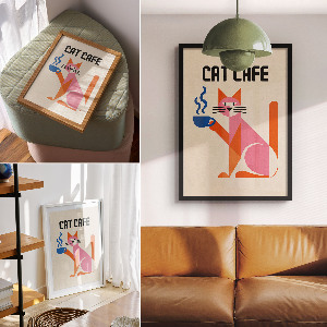 Poster Cat coffee