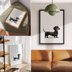 Art print Dachshund drawing
