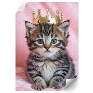 Wall art depicting a cat wearing a crown