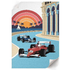 Decorative poster with a race illustration