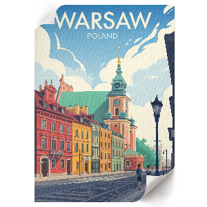 Decorative poster featuring Warsaw architecture