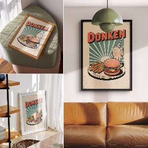 Retro fast food wall art print