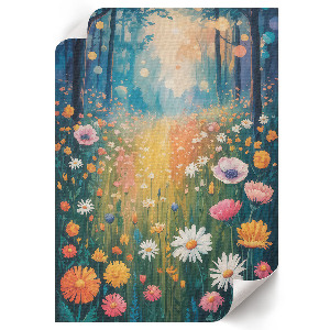 Wall print with a flower meadow motif