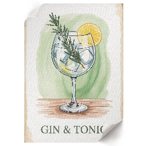 Decorative poster featuring a gin and tonic motif