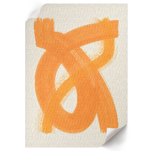 Wall print with orange brush strokes