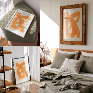 Wall print Orange strokes