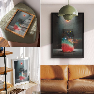 Wall print Space in a jar