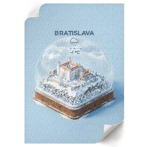 Poster featuring a Bratislava snow globe design