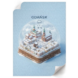 Snow globe wall print featuring Gdańsk
