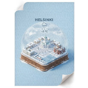 Art print Helsinki Snow Globe