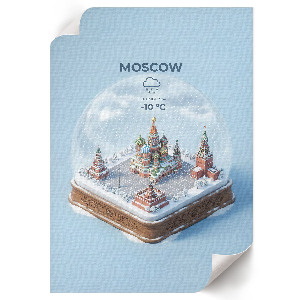 Snow globe wall print featuring Moscow