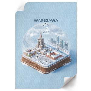 Wall print featuring a snow globe with a Warsaw motif