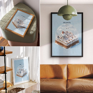 Decorative poster Vilnius snow globe