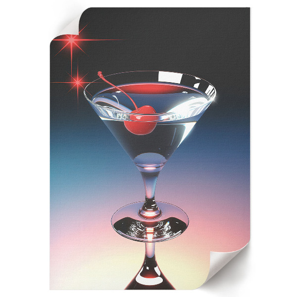 Wall print featuring a cherry cocktail