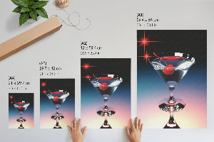Wall print featuring a cherry cocktail