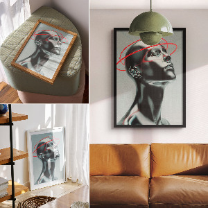 Art print featuring a modern sculpture