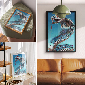 Wall print Metallic snake