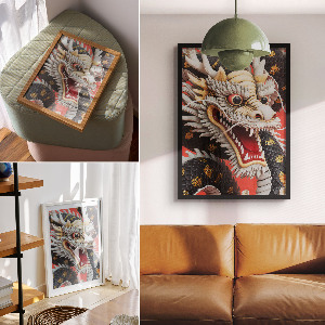 Art print featuring an Asian dragon