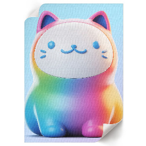 Rainbow cat wall print