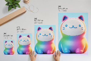 Rainbow cat wall print