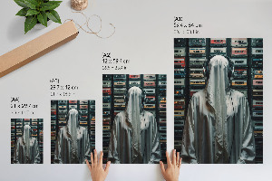 Decorative poster with cassette and music motif