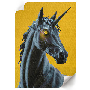 Wall print featuring a black unicorn