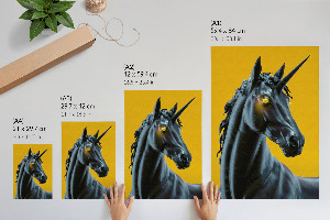 Wall print featuring a black unicorn