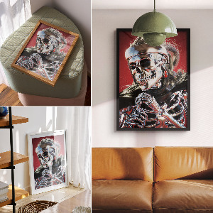Art print Futuristic skeleton