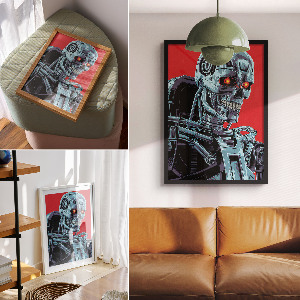 Decorative poster featuring a futuristic robot