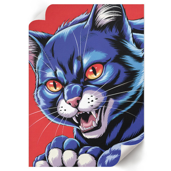 Wall art featuring a blue cat