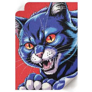 Wall art featuring a blue cat