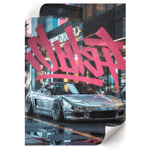 Wall print featuring a graffiti-style car